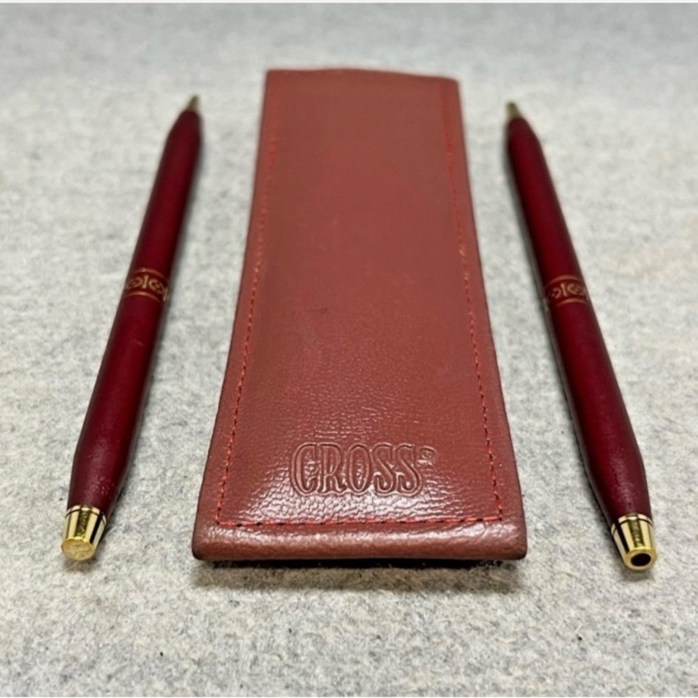 Cross  Pen Set trimmed with 23 Karat Gold plated with Leather Case